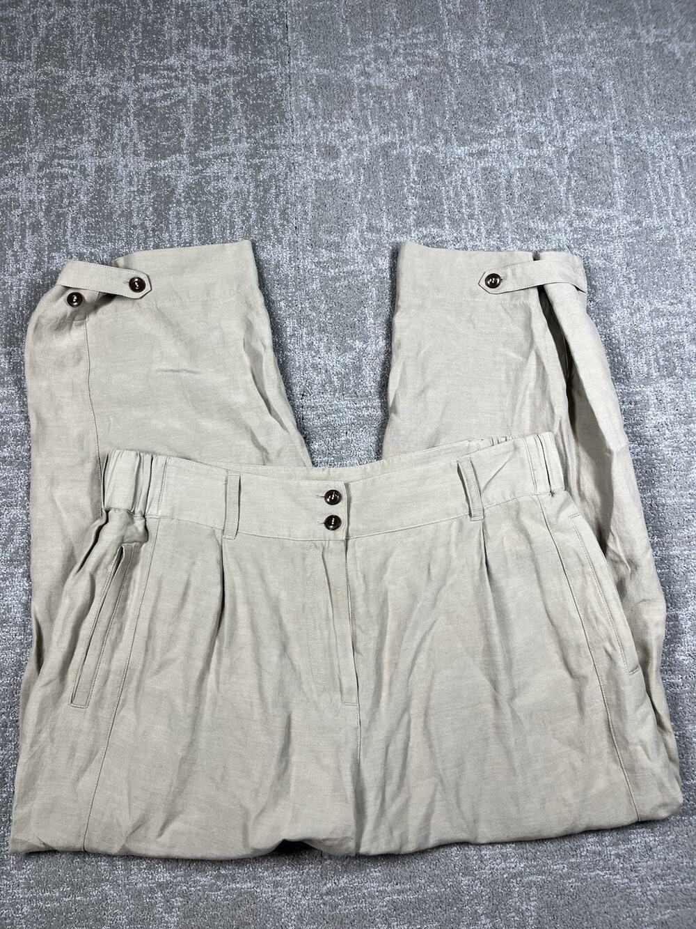 Poetry Silk Linen Straight Wide Leg Trouser Pant High Rise Size 12
